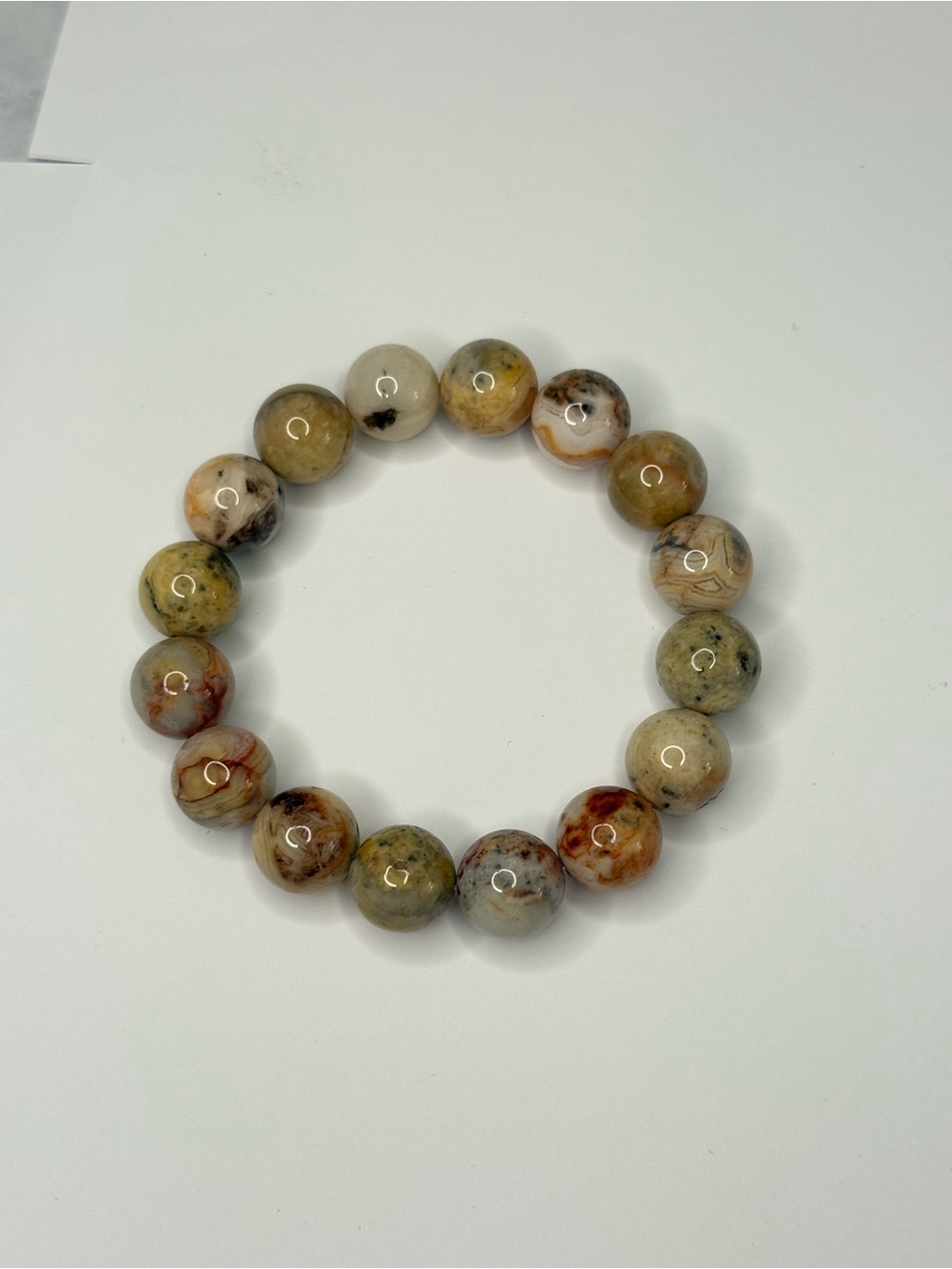 Crazy Lace Agate Bead Stretch Bracelet